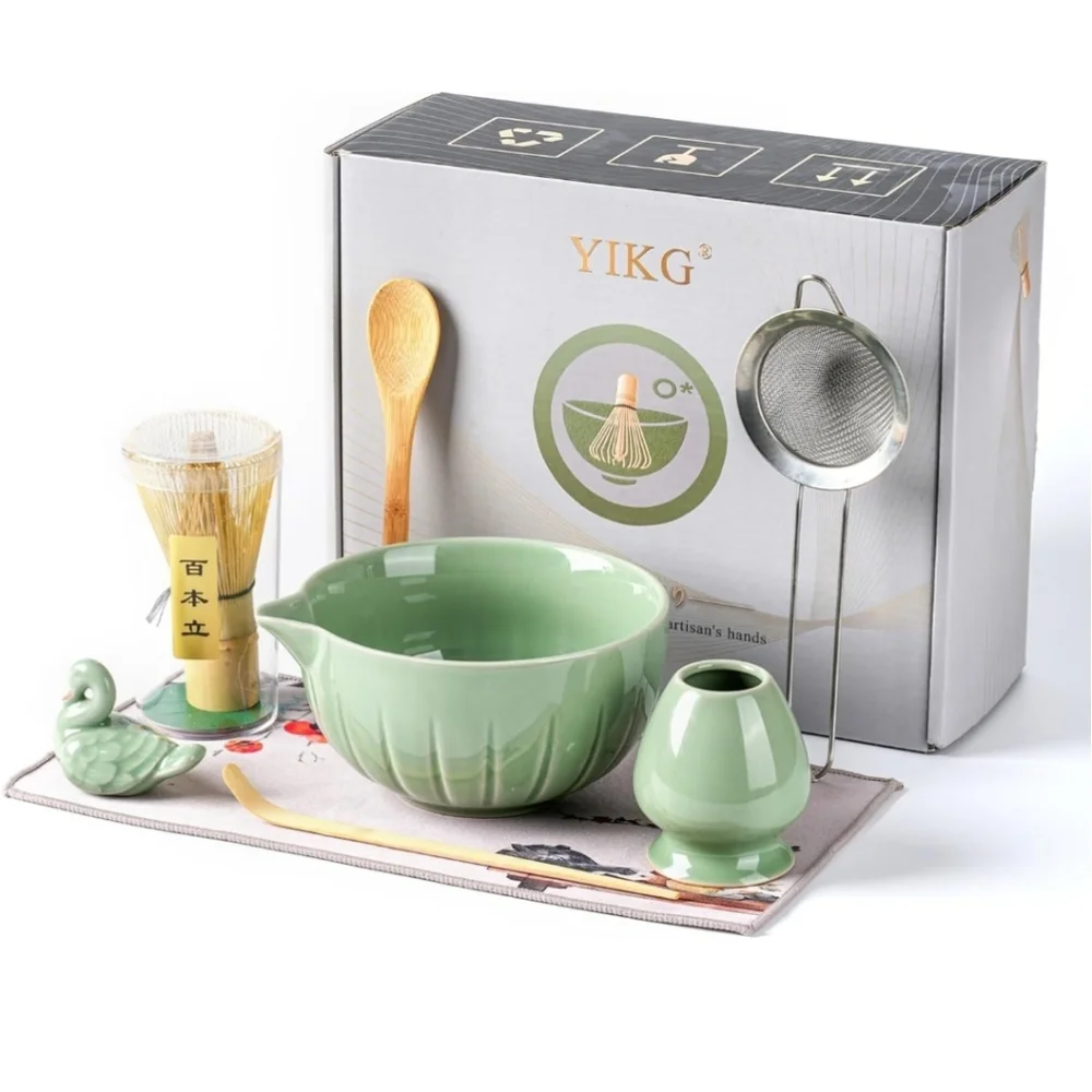 Japanese Matcha Set, Matcha Bowl with Pouring Spout, Matcha Whisk, Tea Scoop